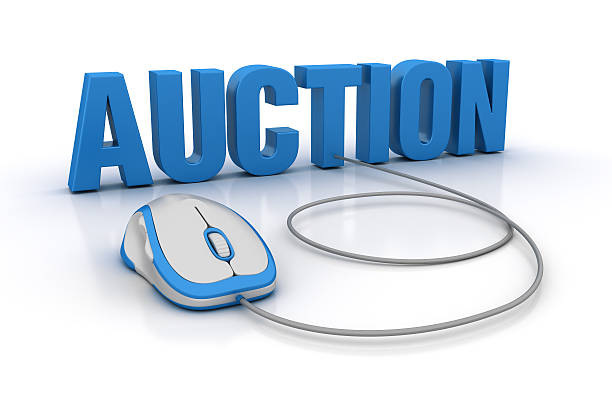 AUCTION Word with Computer Mouse AUCTION Word with Computer Mouse on White Background auction stock pictures, royalty-free photos & images