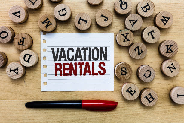 Word writing text Vacation Rentals. Business concept for Renting out of apartment house condominium for a short stay stock photo