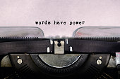 istock Words Have Power Text Type on Vintage Typewriter 1090906032
