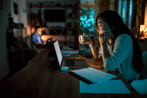 Working from home together stock photo