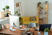 istock Workplace of contemporary manager or freelancer with computer monitor on table 1277348882