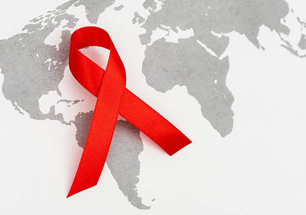 World AIDS Day on world map  world aids day stock pictures, royalty-free photos & images