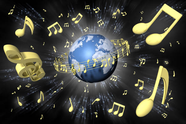 World music universe background- 3D illustration stock photo