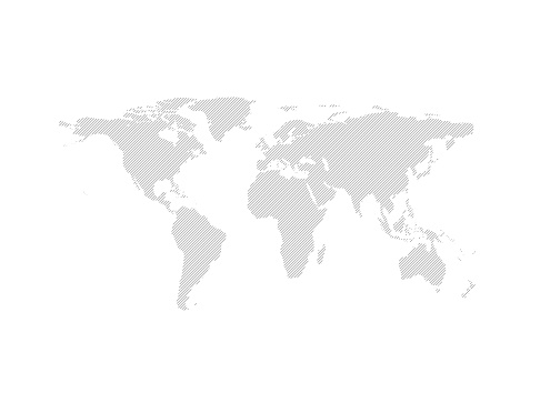 World stripes map isolated on white background