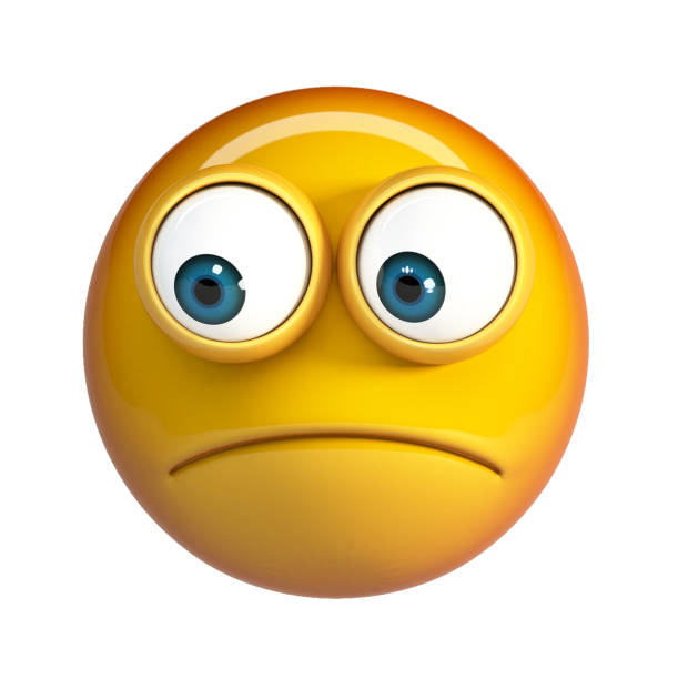emoji preoccupata isolata su sfondo bianco. emoticon preoccupata - angst emoji foto e immagini stock