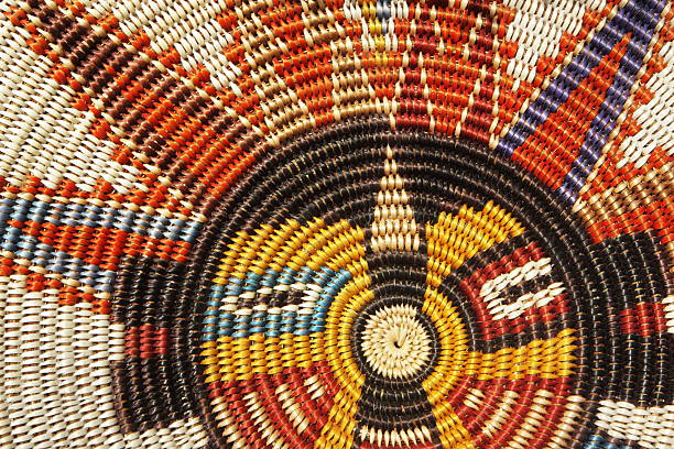 Woven Wicker Mat Southwestern Sun Phoenix  navajo culture stock pictures, royalty-free photos & images