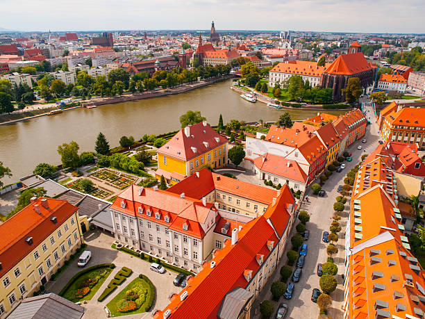Wroclaw aerial view Aerial view of Wroclaw from tower of Cathedral of St. John the Baptist, Poland wroclaw stock pictures, royalty-free photos & images