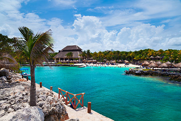Xcaret Beach in the Mayan Riviera stock photo