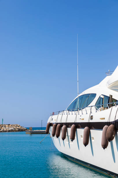 Yacht in Cala del Forte - Ventimiglia. Principality of Monaco ports' brand new marina stock photo