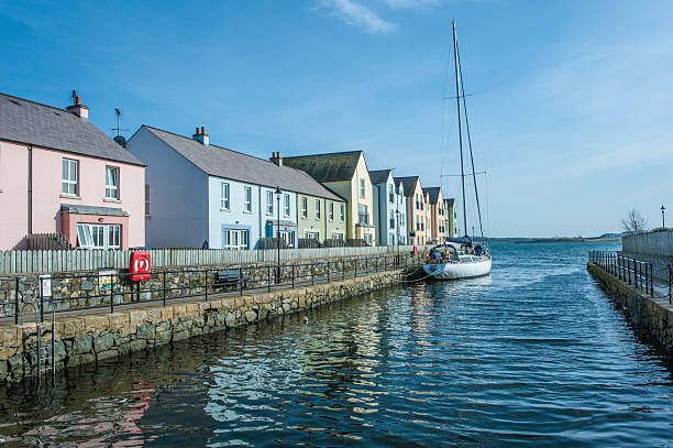 Yacht moored at Killyleagh County Down Yacht moored at Killyleagh County Down, a small village on the shore of Strangford Lough, Northern Ireland. strangford lough stock pictures, royalty-free photos & images