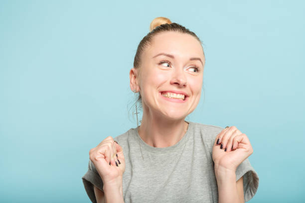 yay happy excited woman eager smile emotional yay happy excited exhilaration stock pictures, royalty-free photos & images