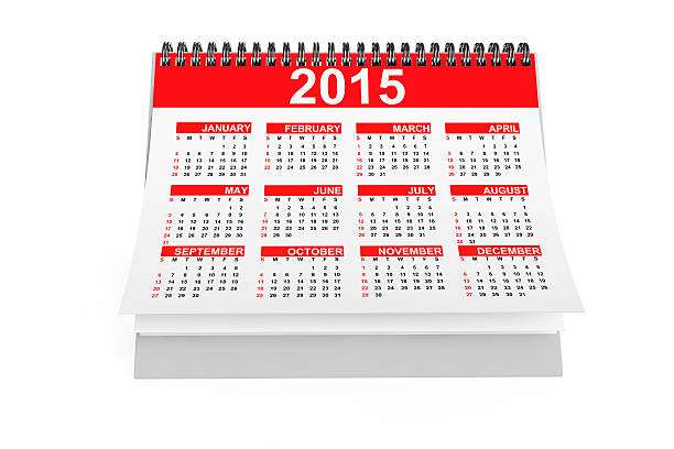 2015 año calendario de escritorio - 2015 fotografías e imágenes de stock