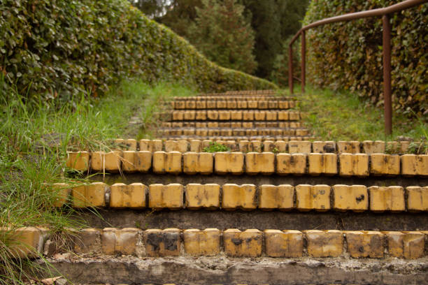 Yellow brick stairs, path of destiny stock photo