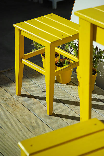 Yellow Chairs Composition Abstract Background stock photo