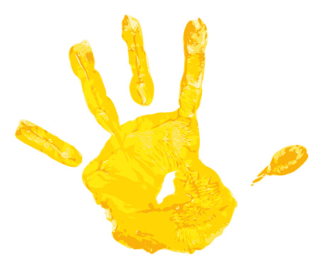 Illustration of a yellow children hand print