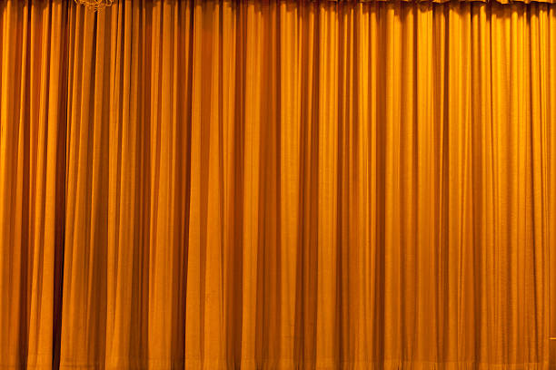 yellow curtain stock photo