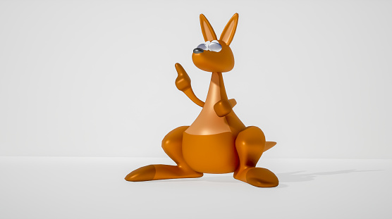 kangaroo on white background - 3d rendering