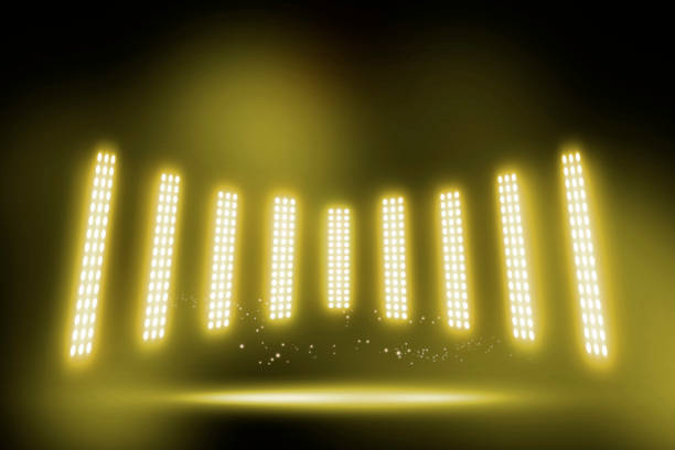 Yellow Gold light show on stage. illustrator stock photo