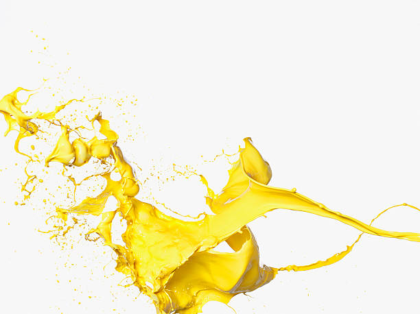 yellow paint splashing - gambar warna tipe citra potret stok, foto, & gambar bebas royalti