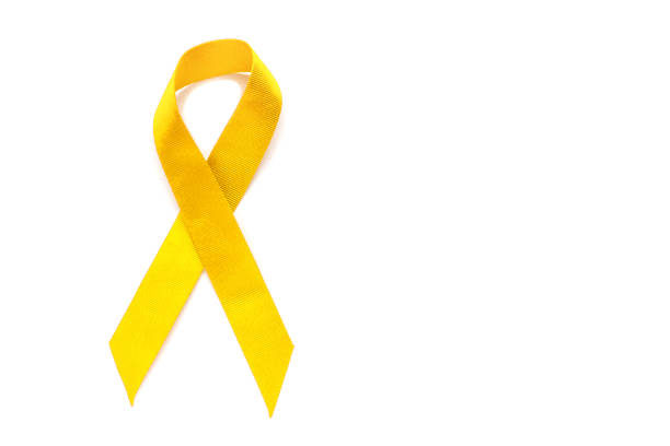 Yellow Ribbon World Suicide Prevention Day on a white Background stock photo