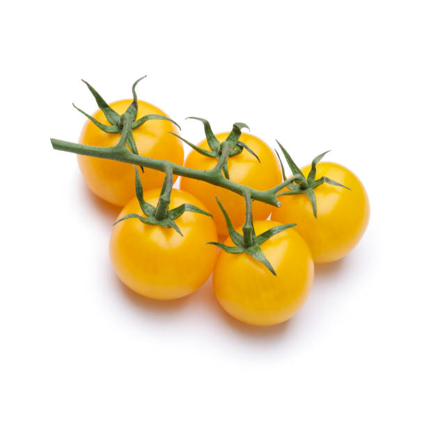 Yellow ripe cherry tomatoes stock photo