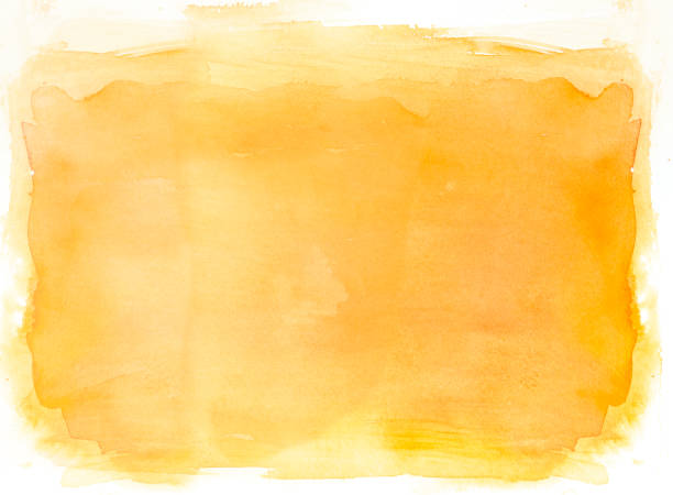 Yellow watercolor background on white stock photo