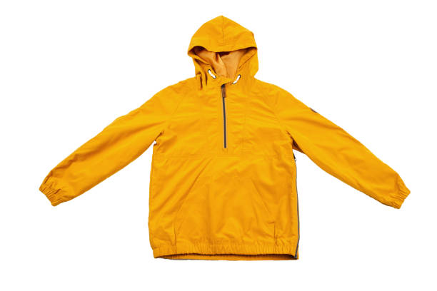 yellow windbreaker on a white background windbreaker jacket isolated on white background jacket stock pictures, royalty-free photos & images