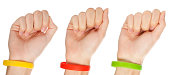 istock Yellow,green and red  wristbands 185222546