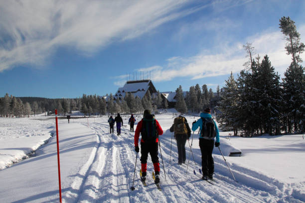 Yellowstone Winter Skiing stock photo