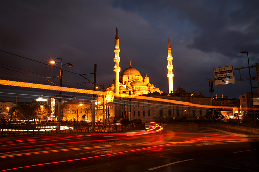 Night view of Yeni Cami Mosque, Istanbul