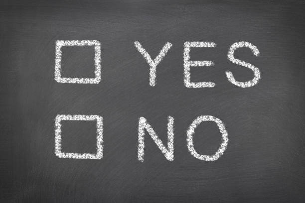Yes and no on a chalkboard stock photo