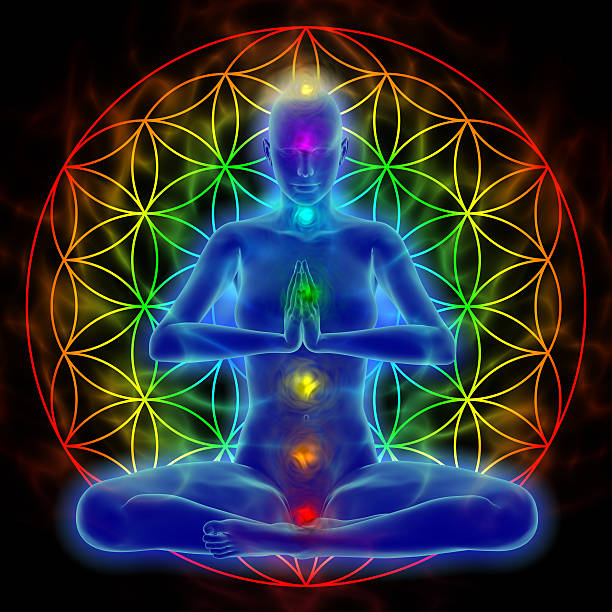 Yoga and meditation - flower of life  sacred geometry stock pictures, royalty-free photos & images