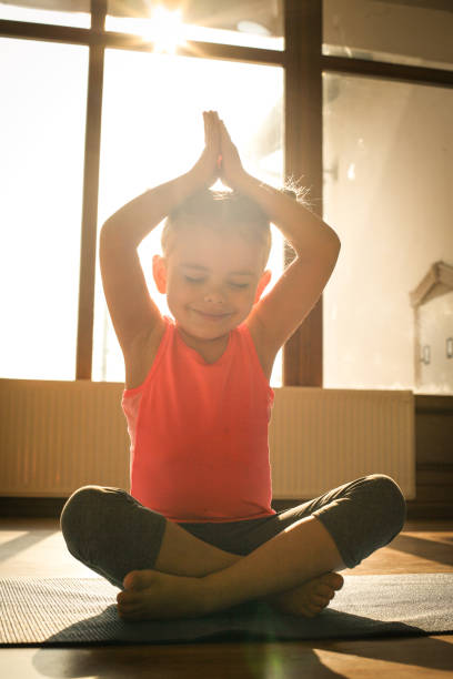 Yoga at home. stock photo