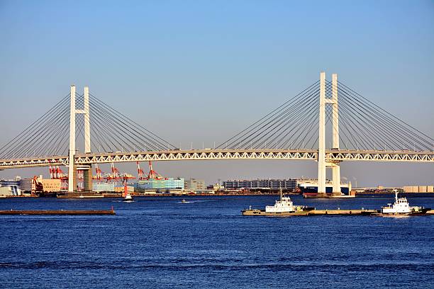 Yokohama Minato Mirai cityscap with Bay bridge stock photo