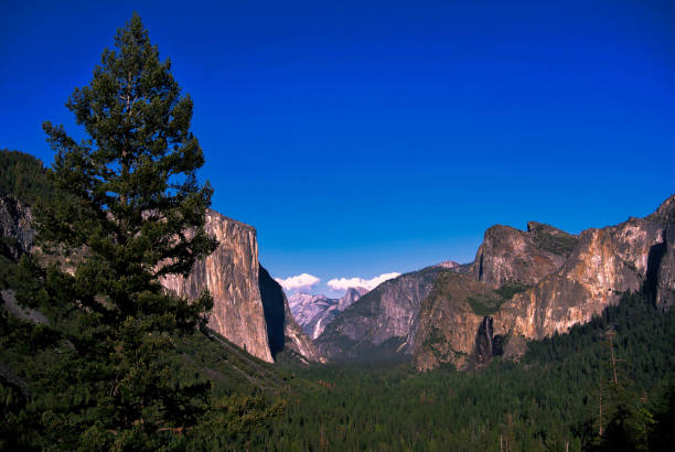 Yosemite entrance scenic lookout stock photo