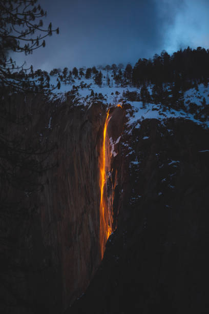 Yosemite National Park annual FireFalls Event at Horsetail Falls stock photo
