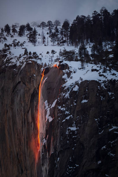 Yosemite National Parks, Horsetail Falls Annual FireFall stock photo