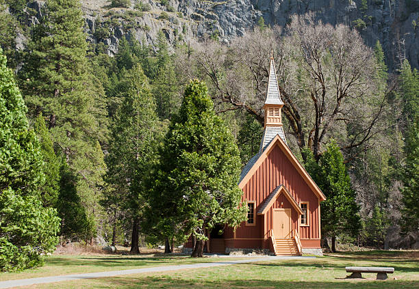Yosemite Valley Chapel in the Woods stock photo