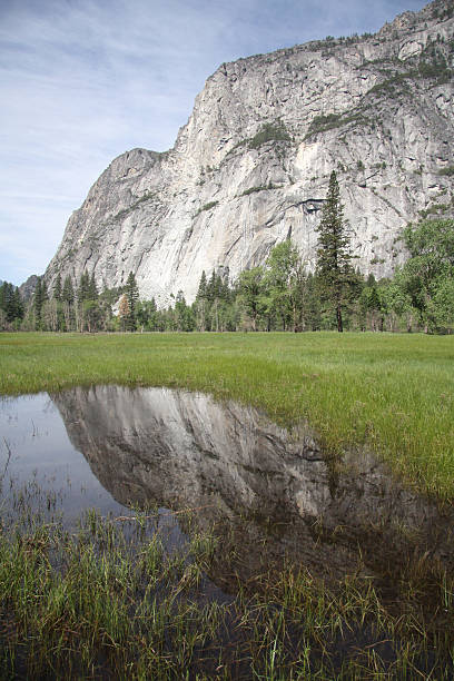 Yosemite Valley Wall Reflection in a Pond stock photo