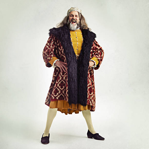 You amuse me good sire! Studio shot of a richly garbed king stage costume stock pictures, royalty-free photos & images