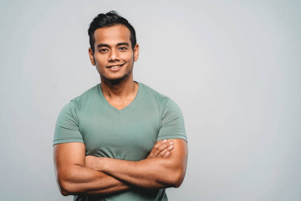 Young adult malaysian man portrait in studio