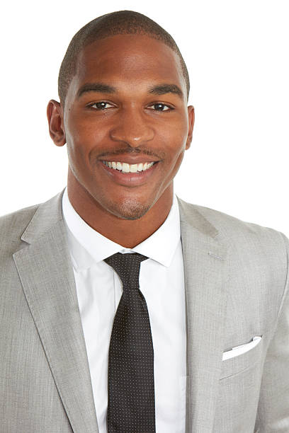 young african american business male smiling stock photo