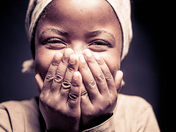 Young African Girl (Isolated on Black) stock photo