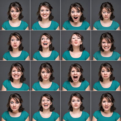 facial expressions various expression woman shot making young studio istockphoto