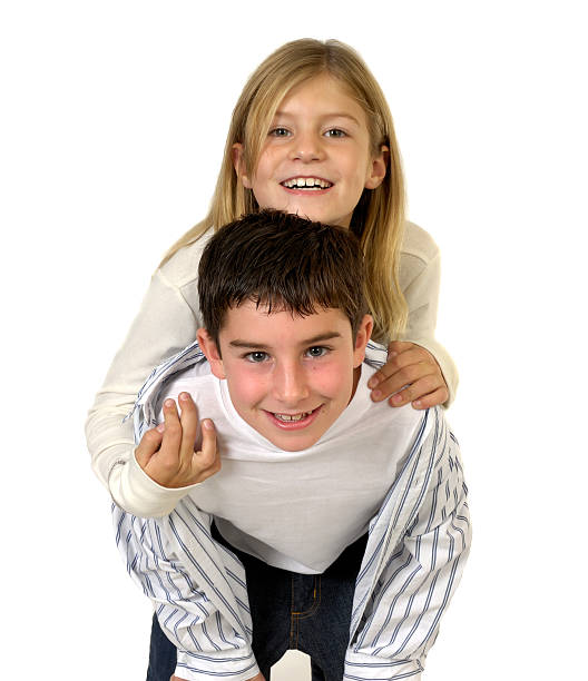 Young boy and girl stock photo