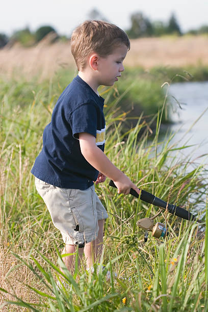Young Boy Fishing stock photo