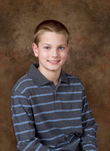 Young Boy School / Yearbook Studio Portrait Age 10 stock photo