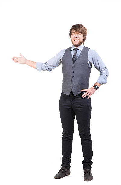 young business man presenting stock photo