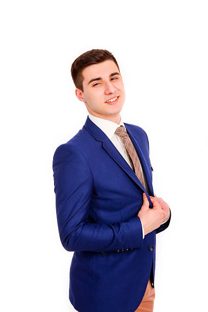 Young business man  smiling isolated on white background stock photo