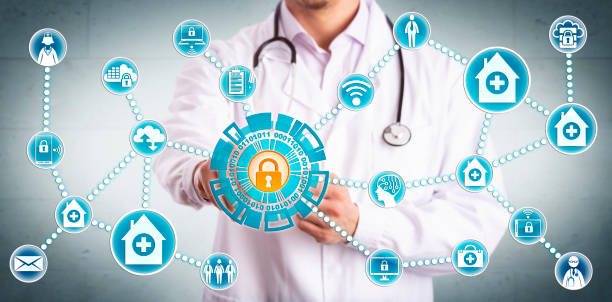 Young Clinician Securely Sharing Healthcare Data stock photo